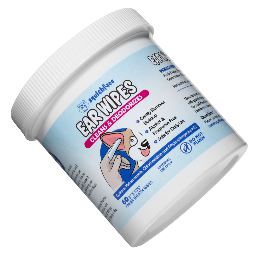 Squishface Ear Wipes - Dog Ear Cleaner Finger Wipes for Itchiness & Odor Control