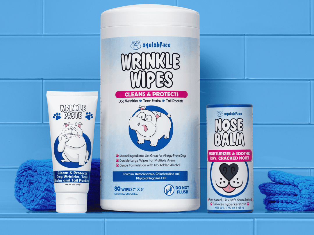 squishface wrinkle wipes, wrinkle paste, and nose balm