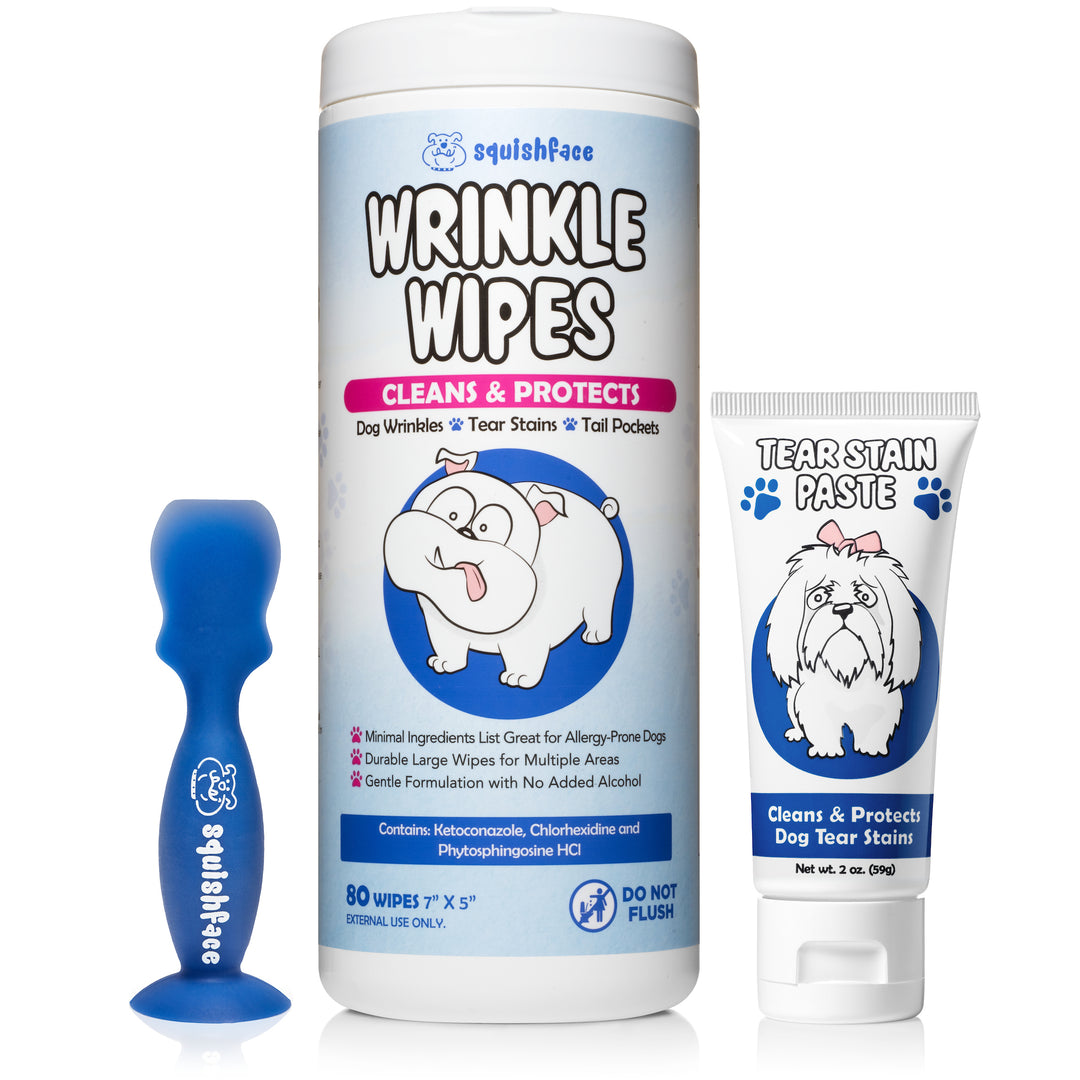 Tear Stain Paste & Wrinkle Wipes Bundle - FOR LONG HAIRED BREEDS - Powerful Duo Cleans & Protects Against Tear Stains