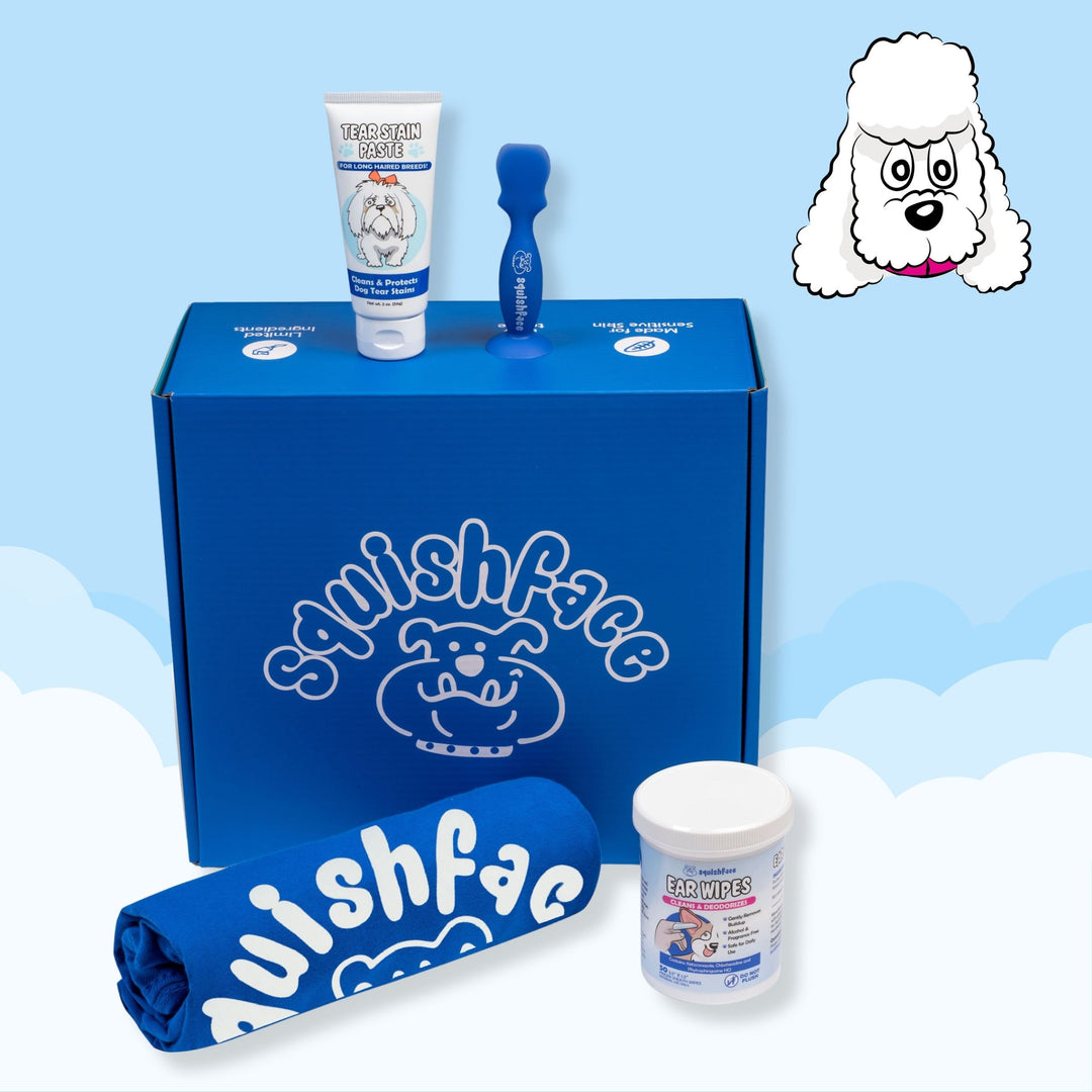 squishface dog wrinkle wipe tshirt gift set