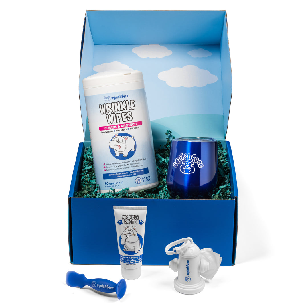 squishface gift set with wrinkle paste for wrinkly breeds
