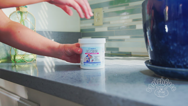 Squishface Ear Wipes - Dog Ear Cleaner Finger Wipes for Itchiness & Odor Control