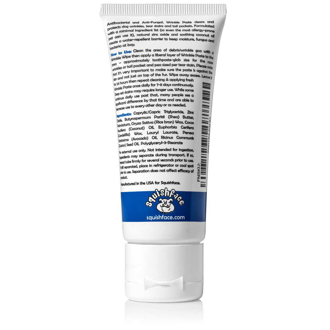 Squishface Wrinkle Paste 2 Pack - Cleans & Protects Dog Wrinkles, Tear Stains, Toes & Tail Pockets!